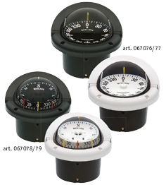 Ritchie Kompass Modell 'Helmsman', Hf-743w, 12v, Einbaukompass, Rose Ø95mm/5°, Weiß - 067076 - 9067079