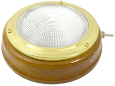 Allpa Messing Kajütlampe Mit Geriffelter Linse Modell 4", Teakholz-Basis, 12v/15w, Mit Schalter - 078600 72dpi - 9078600
