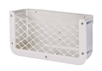 Kunststoff Staukasten, Wei&szlig;, Mit Schwarzem Eleastischem Netz, Abm. 370x185x100mm - 015285 72dpi - 9015285
