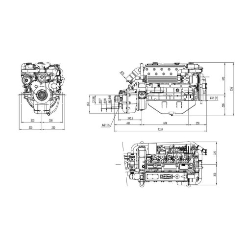 Sol&eacute; Schiffsdiesel Sm 103 76 Hp Mit Technodrive Wendegetriebe Tm93, Untersetzung R=2.40:1 - 022191 02 72dpi - 9022191