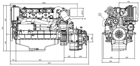 Sol&eacute; Schiffsdiesel Sdz 205 Turbo Mit Technodrive Wendegetriebe Tm265, R=2.09:1 - 022272 01 72dpi - 9022272