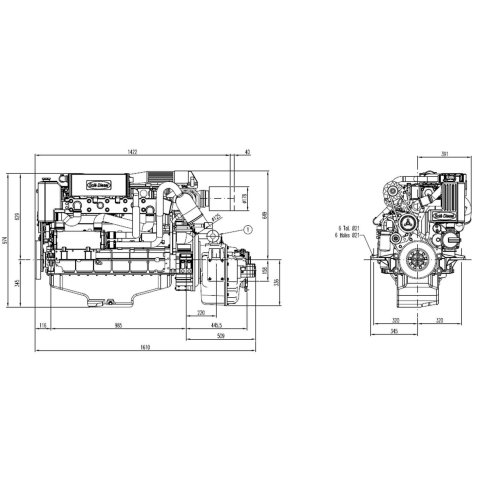 Sol&eacute; Schiffsdiesel Sdz 280 Turbo & Intercooler, Mit Technodrive Wendegetriebe Tm265, R=2.82:1 - 022283 01 72dpi - 9022283