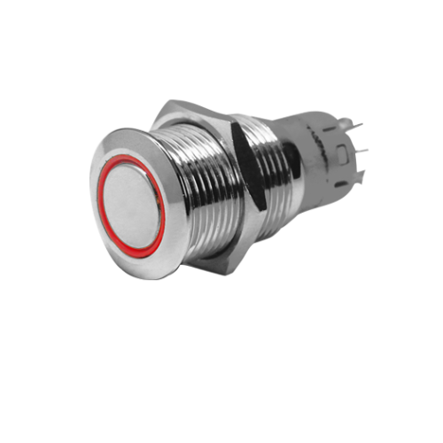 Niro Ring Led Druckschalter, On/Off, 12v, Bohrloch &Oslash;22mm, Einbautiefe 40mm, Rot Led - 025251 72dpi 1 - 9025252
