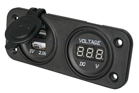 Wasserdichter Dc Steckdose, 2x Usb & 1x Voltmeter (Doppell) - 025325 1 72dpi - 9025325
