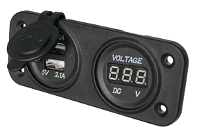 Wasserdichter Dc Steckdose, 2x Usb & 1x Voltmeter (Doppell) - 025325 1 72dpi - 9025325