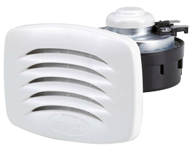 Elektromagnetisches Einbau-Signalhorn Mit Wei&szlig;em Kunststoff-Grill & Niro Montageb&uuml;gel, Einklang, 12v - 05042 72dpi - 905042