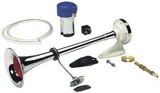 Messingverchromtes Signalhorn Mit Kompressor, Einklang, L=500mm, 12v (111db(A)-228hz) - 05102 72dpi - 905102