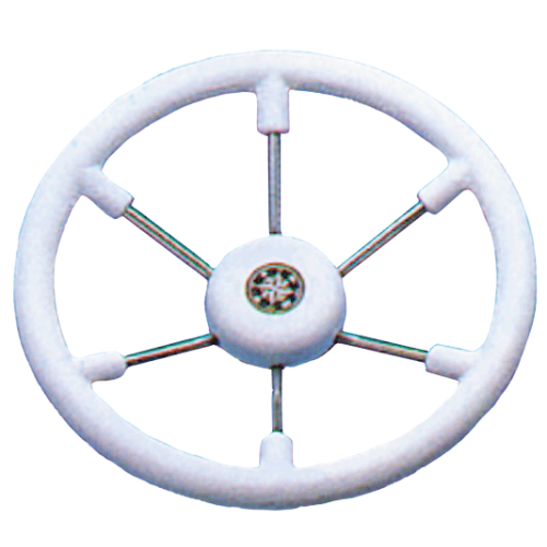 6-Speichen Steuerrad 'Leader Tanegum' Niro mit Wei&szlig;em Polyurethan-Griff, &Oslash;400mm, Tiefe 101,5mm - 062110 w 72dpi - 9062110/W