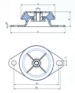 Equi-Frequency Motorlager, 60&deg; Shore, Gewinde M8, Abm. 85x54x25mm, Max. 600n (Steifheit 180n/Mm) - 063100 01 72dpi - 9063100