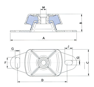 Elastisches Motorlager 'Medium', 75&deg; Shore, Stift M16, Abm. 183x75x50mm, Max. 400kg - 063275 s 01 72dpi - 9063275/S