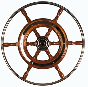 6-Speichen Steuerrad 'Typ 3' Klassiches Mahagoni Steuerrad Mit Niro Griff, Inkl. Adapter, &Oslash;700mm - 068342 - 9068370