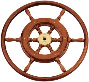 6-Speichen Steuerrad 'Typ 3b' Klassiches Mahagoni Steuerrad Mit Holzgriff, Inkl. Adapter, &Oslash;460mm - 068346 - 9068346/B
