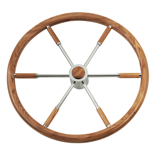 6-Speichen Steuerrad 'Typ 6' Niro Mit Mahagoni Griff, Fingerriffeln Und Inkl. Adapter 2 Konusse, &Oslash;700mm - 068650 72dpi 1 - 9068670