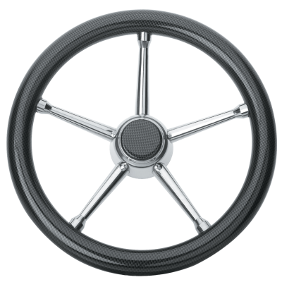 5-Speichen Steuerrad 'Modell 18' Niro Mit Carbonlook-Griff, &Oslash;350mm, Tiefe 60mm - 068705 72dpi - 9068705