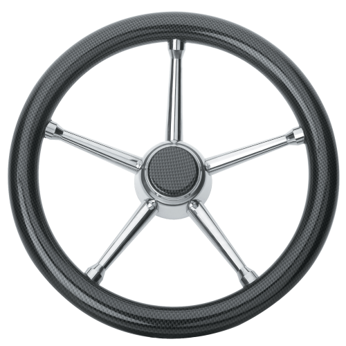 5-Speichen Steuerrad 'Modell 18' Niro Mit Carbonlook-Griff, &Oslash;350mm, Tiefe 60mm - 068705 72dpi - 9068705