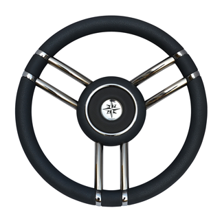 3-Doppelspeichen-Lenkrad "Typ 28", Schwarz, Mit Polyurethan-Kranz, &Oslash;=350mm - 068730 72dpi - 9068730
