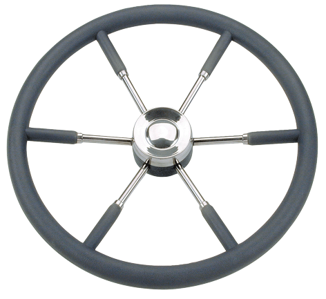 6-Speichen Steuerrad 'Typ 9' Niro Mit Schwarzem Pu-Griff, &Oslash;550mm - 068955 72dpi - 9068955