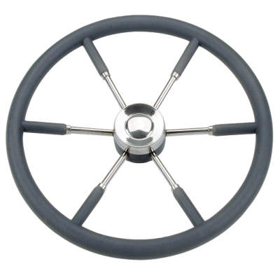 6-Speichen Steuerrad 'Typ 9' Niro Mit Schwarzem Pu-Griff, &Oslash;700mm - 068970 72dpi - 9068970