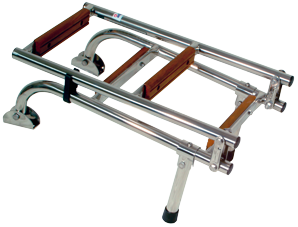 Niro Badeleiter, 2+2-Mit Teakholz-Stufen, Abm. Ausgeklappt 235x880mm, Rohr &Oslash;22mm - 069811 72dpi - 9069811