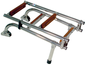 Niro Badeleiter, 2+3-Mit Teakholz-Stufen, Abm. Ausgeklappt 254x1085mm, Rohr &Oslash;22mm - 069813 72dpi - 9069813