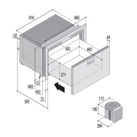 Niro Einbaugefrierlade 'Sea Drawer' Modell 'Dw70btx', 75l, 12/24v, Ext. Kompressor - 075802tek 72dpi - 9075802