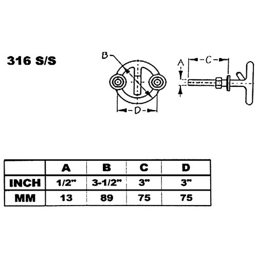 Niro Wasserskihaken, Materialst&auml;rke &Oslash;12mm, Gewinde M10 - 078396 01 72dpi - 9078396
