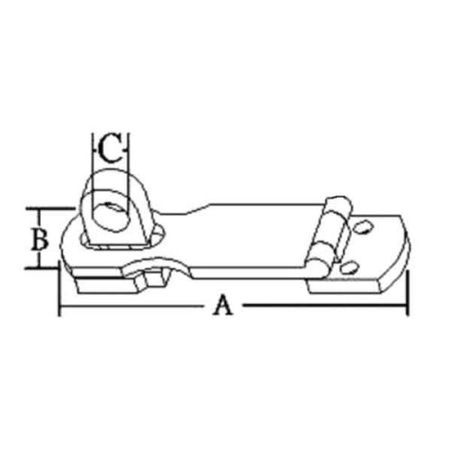 Niro Scharnier F&uuml;r H&auml;ngeschlo&szlig;, A=75mm, B=25mm, C=9mm - 078871 1 72dpi - 9078871