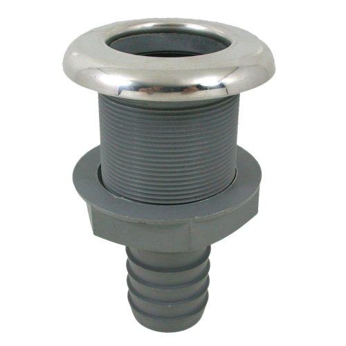 Kunststoff Gerader Borddurchlass Mit Niro Flansch, &Oslash;3/4"X19mm, L=86mm, Flansch &Oslash;48mm - 078922 72dpi - 9078922