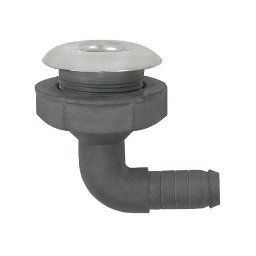Kunststoff Rechtwinkliger Borddurchlass Mit Niro Flansch, &Oslash;1-1/2"X38mm, L=112mm, Flansch &Oslash;60mm - 078934 72dpi - 9078934