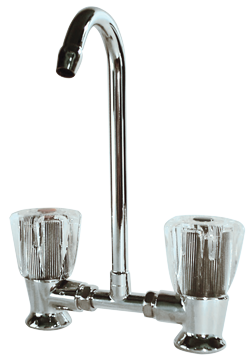 Verchromter 2-Kn&ouml;pfe-Mischhahn Mit Schwenkbarem 10mm-Auslauf, Anschlu&szlig; 3/8" - 081004 72dpi - 9081004