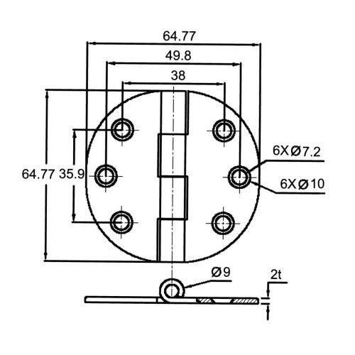 Niro Scharnier Mit Abdeckung F&uuml;r Schrankt&uuml;re, 64,7x64,7x2mm - 098112 1 72dpi - 9098112