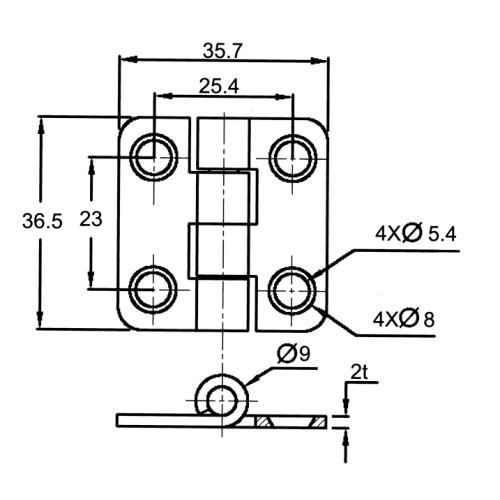 Niro Scharnier Mit Abdeckung F&uuml;r Schrankt&uuml;re, 37x36x2mm - 098113 1 72dpi - 9098113
