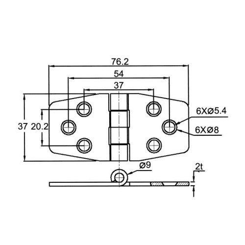 Niro Scharnier Mit Abdeckung F&uuml;r Schrankt&uuml;re, 76x37x2mm - 098115 1 72dpi - 9098115