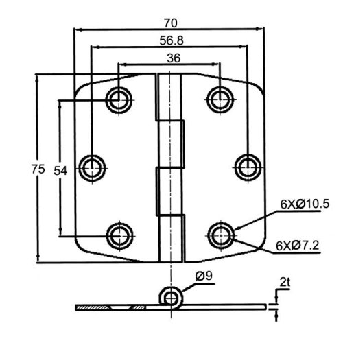 Niro Scharnier Mit Abdeckung F&uuml;r Schrankt&uuml;re, 75x75x2mm - 098116 1 72dpi - 9098116