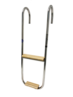 Niro Badeleiter 3-Stufen Festmontierter Spiegelstütze; Teak Holzene Stufen - 110033 72dpi - 110033