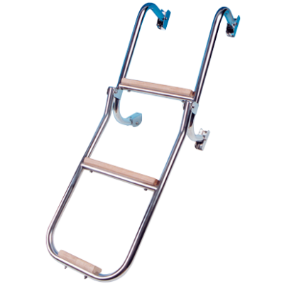 Niro Badeleiter, 3-Stufen (Holz), Abm. Ausgeklappt 270x860mm, Rohr &Oslash;20mm - 110046 72dpi - 110046
