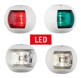 Positionslaterne Rot, Backbord, Led 12-24v, Wei&szlig; Kunststoffgeh&auml;use - 15520 samen - 9015520