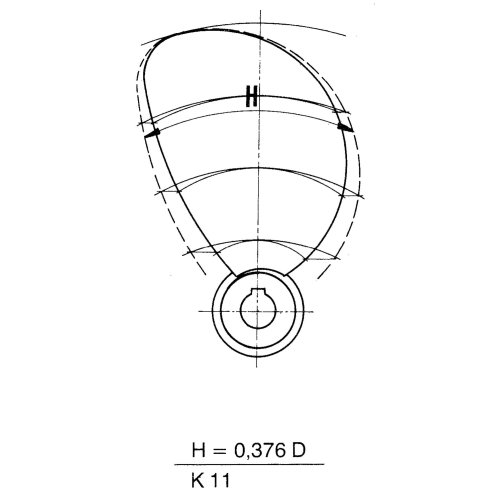 Radice 2-Blatt Bronzener Schiffspropeller Typ K11, 14"X12", Wellenbohrung &Oslash;25mm, Konus 1:10, Rechts - 2141225r 01 72dpi - 2141225R