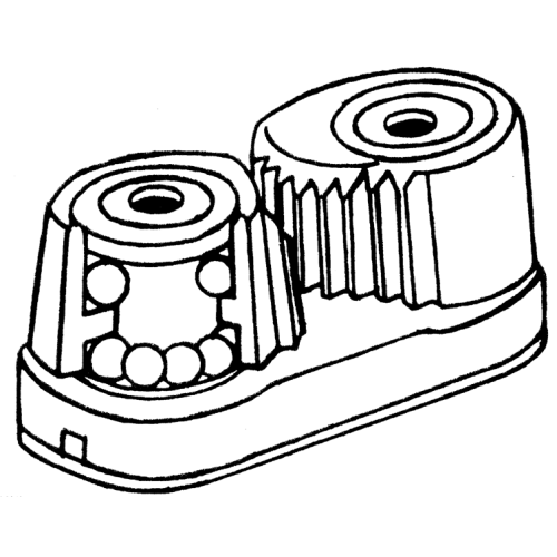 Aluminium Kugelgelagerte Schotklemme Ohne Leit&ouml;se F&uuml;r Tau &Oslash;5-14mm, Lochabstand 37mm - 253000 01 72dpi - 253000