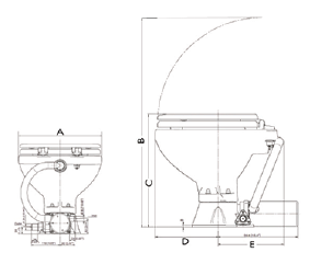 Space Saver Elektrische Toilette, 12v, Zufuhr &Oslash;19mm, Abfuhr &Oslash;25mm, Gewicht 9kg (Soft-Close) - 259017 tek 72dpi - 259017