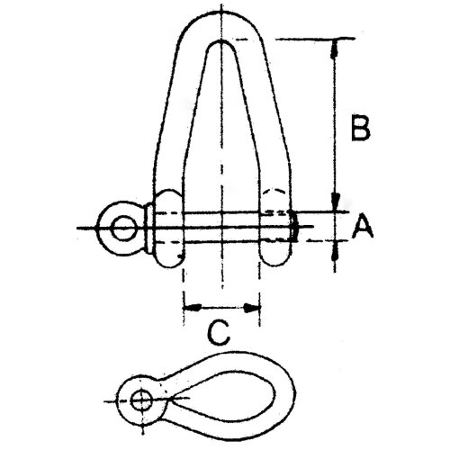 Niro Sch&auml;kel (Gedrehte Form), A=&Oslash;5mm, B=35mm, C=11mm (Bruchlast 830kg) - 283100 01 72dpi - 283100
