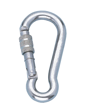 Niro Karabinerhaken Mit Schraubsicherung, &Oslash;8mm, L=80mm (Bruchlast 800kg) - 292500 - 292500
