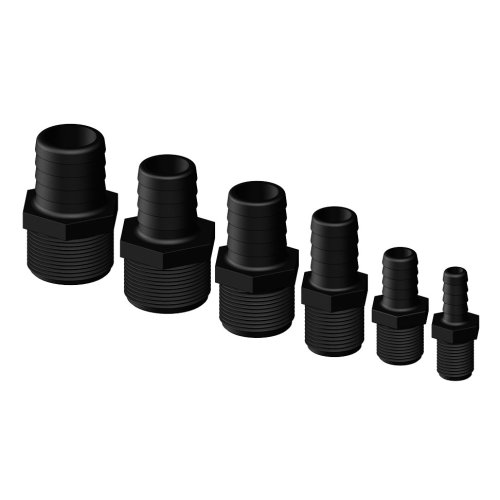 Kunststoff Schlaucht&uuml;lle, Gerade, &Oslash;1-1/2"X38mm, Mit Au&szlig;engewinde, Schwarz - 486620 72dpi - 486625