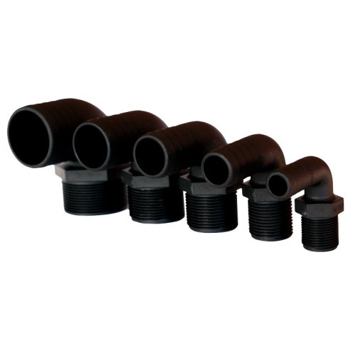 Kunststoff Schlaucht&uuml;lle, Rechtwinklig, &Oslash;1"X25mm, Mit Au&szlig;engewinde, Schwarz - 486632 72dpi - 486632