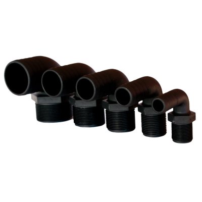 Kunststoff Schlaucht&uuml;lle, Rechtwinklig, &Oslash;1-1/2"X38mm, Mit Au&szlig;engewinde, Schwarz - 486634 72dpi - 486634