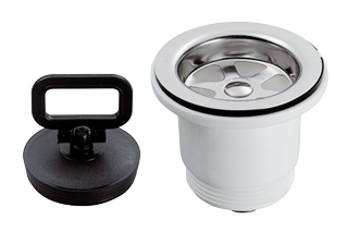 Kunststoff Gerader Abflu&szlig;, 1-1/2", Mit Niro Sieb & Gummi Stopfen - 488025 72dpi - 488025