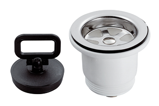 Kunststoff Gerader Abflu&szlig;, 1-1/2", Mit Niro Sieb & Gummi Stopfen - 488025 72dpi - 488025