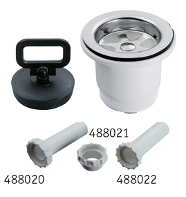 Kunststoff Gerader Abflu&szlig;, 1-1/2", Mit Niro Sieb & Gummi Stopfen - 488025 - 488025