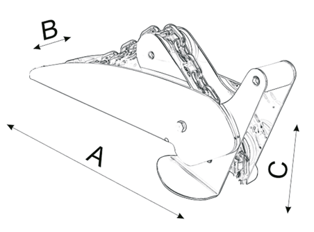 Niro Ankerbugrolle, A=540mm, B=90mm, C=100mm (Kippbar, Bis 30kg) - 489083 01 72dpi - 489083