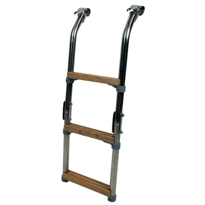 Niro Badeleiter F&uuml;r Badeplattform, 3-Stufen Mit Teakholz Ausgekleidet, Rohr &Oslash;25mm - 494060 72dpi - 494060